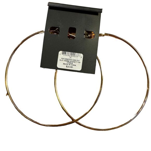 I.N.C. INTERNATIONAL CONCEPTS Gold-Tone Extra-Large Thin Hoop Earrings, 4" - Picture 3 of 3